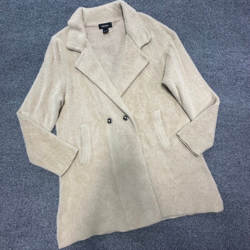 Karen Kane Women's Notch Collar Sweater Trench Coat Double Breast Teddy Jacket L